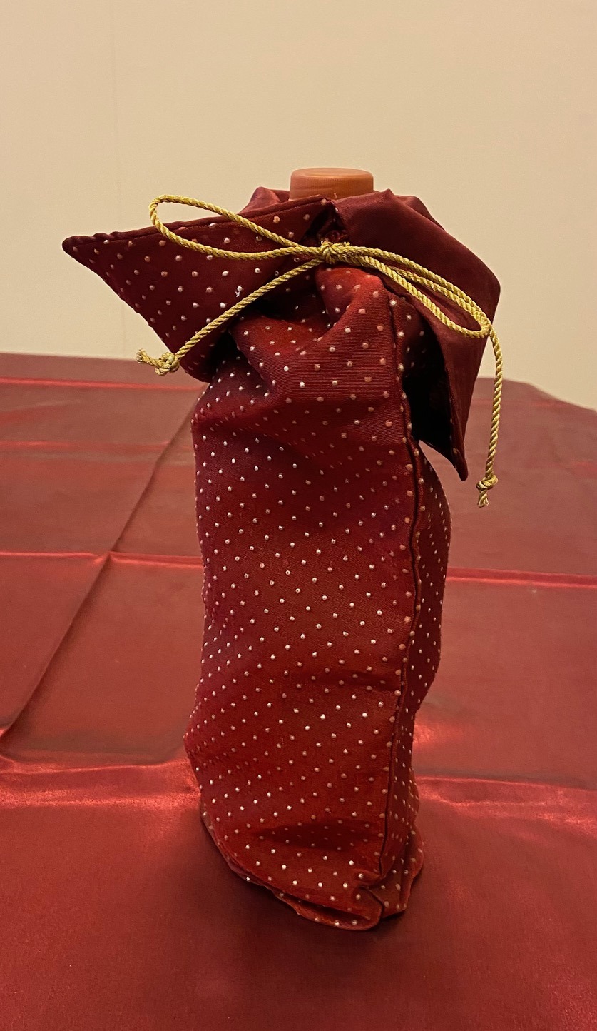 Burgundy Organza Bottle Bag